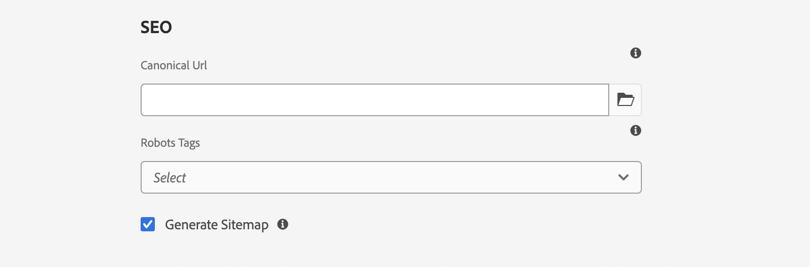 AEM Sitemap Page Properties